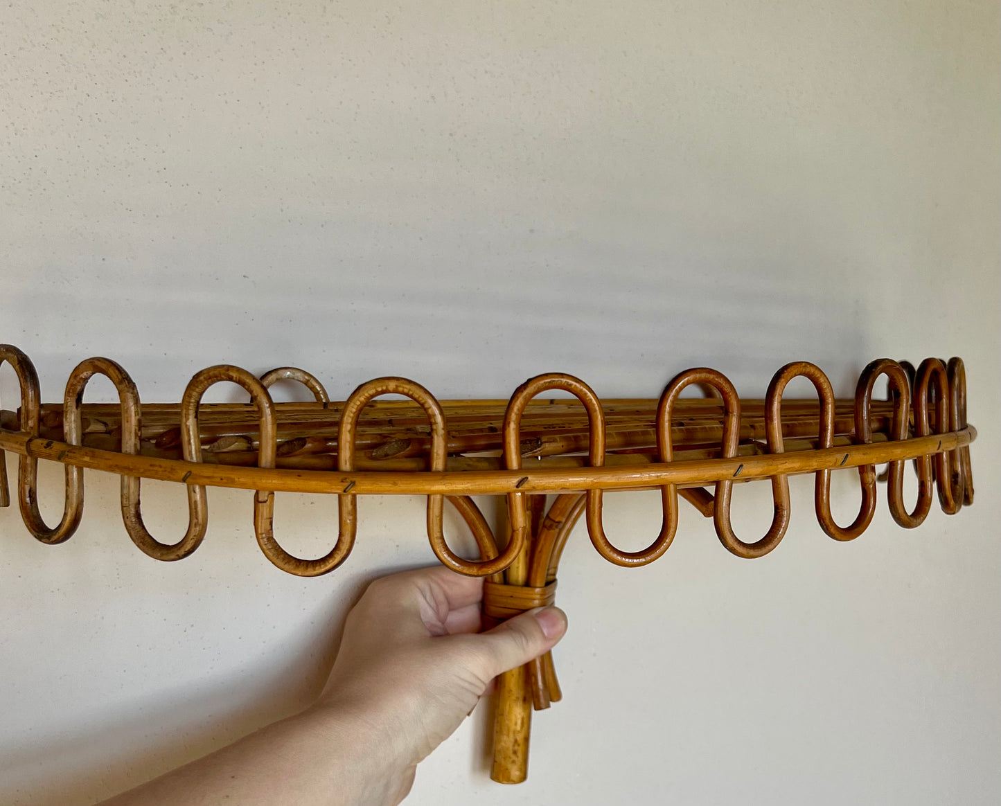 Rattan and Bamboo wall shelf/console shelf